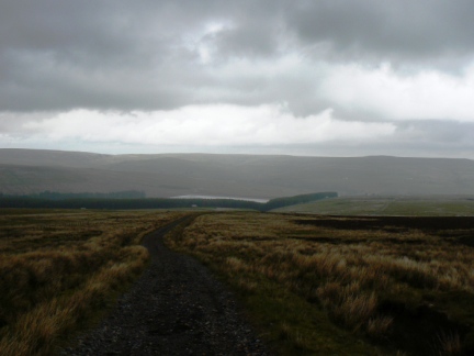 Looking back down Grasshill Causeway to Burnhope Reservoir