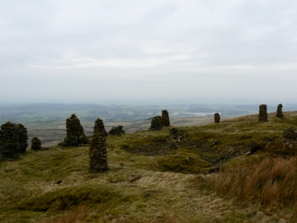 Some of the numerous cairns on Talkin Fell